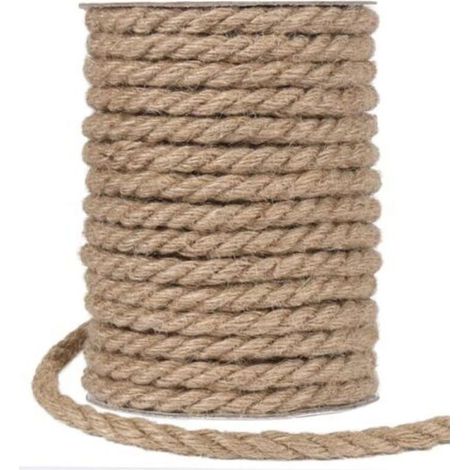 Ficelle de jute épaisse de 20 m, corde de jute de 10 mm, ficelle de chanvre pour l'emballage, la décoration intérieure et le jardinage. (1/5)