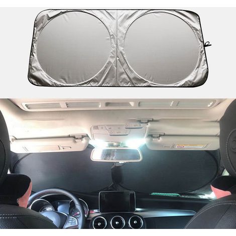 Pare-soleil avant voiture double cercle argenté, protection UV et chaleur, pare-brise réfléchissant, écran solaire auto universel (1/3)