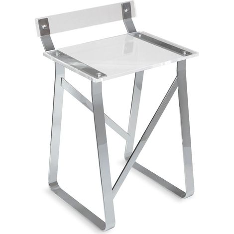 BELTRAN 1910 TABURETE Banqueta Cromo Con Respaldo Asiento Metacrilato Manhattan - ref: 064-1910