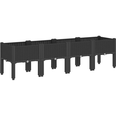 Fioriera rialzata per aiuola fioriera per terrazza giardino con piedini 160 x 40 x 42 cm PP nero 020038160