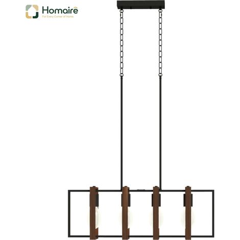 Plafonnier en acier et bois noir de 130 cm 80 x 21 x 130 cm HOMAIRE (1/5)