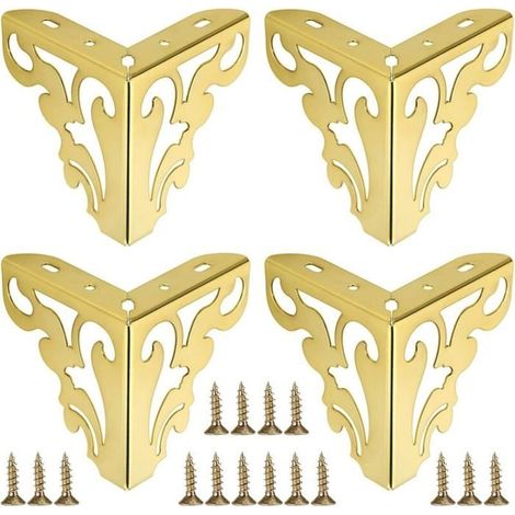 Pieds de canapé en métal - MICH - Lot de 4 - 12 cm - Doré - Pour meuble TV, canapé, placard - Fer robuste (1/4)