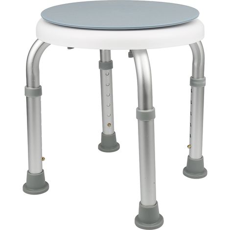 Tabouret de Douche Rond à Hauteur Réglable,®,tabouret de douche,siège de baignoire, tabouret de salle de bain,réglable en hauteur et rotatif à 360 °,couleur inox (1/5)