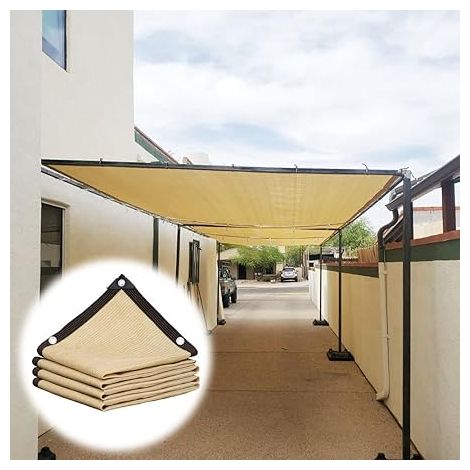 QAZQA Filet d'ombrage de Jardin avec œillets Couverture d'ombrage extérieure pour pergola, terrasse, Plantes, Camping, Serre, poulailler, Beige, taux d'ombrage de 90%(3x5m) (1/5)