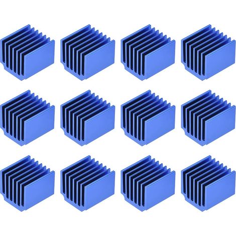 Lot de 12 dissipateurs thermiques à encoche parallèle pour moteur pas à pas, imprimante 3D 15 x 14,5 x 13 mm Bleu (1/4)