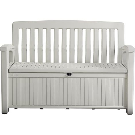 Keter Patio Bench panchina baule cassapanca esterno in resina effetto legno 260L (1/2)