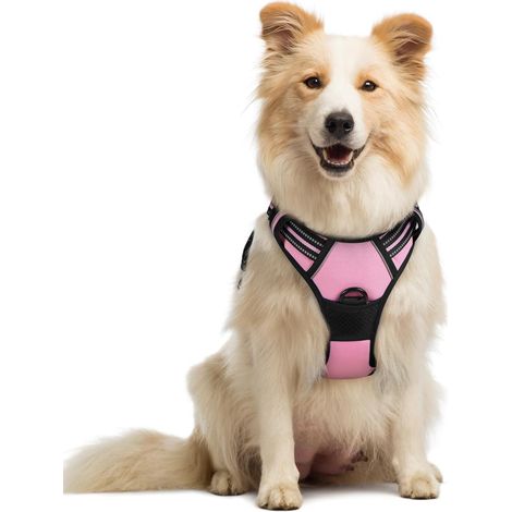 Rosa Hundegeschirr, Größe L, Brustumfang 38-89 cm, 1 Stück, verstellbar, gepolstert, Hundeweste, Polyester, Haustierweste