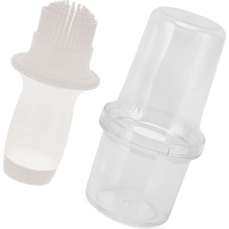 Bouteille distributeur d'huile 60ml en silicone alimentaire avec pinceau, distributeur à pompe pour cuisson, isolation thermique, couleur gris blanc
