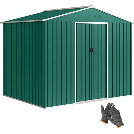 Outsunny caseta de jardín exterior 3,6 m², 236x171x191 cm, con puertas correderas y ranuras de ventilación, para almacenaje de herramientas, verde