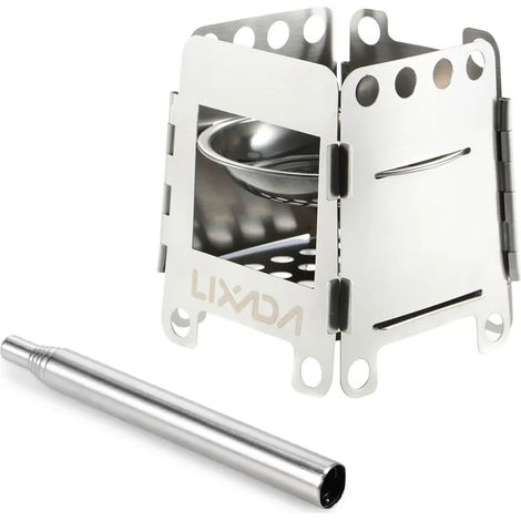 Réchaud à bois pliable et léger en titane/acier inoxydable, réchaud à alcool de poche pour la cuisine en plein air, le camping et la randonnée. (1/5)