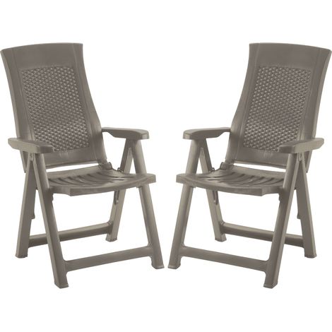 Pack 2 Sillones Plegables Muebles de Exterior Gold Estilo Práctico en Color Marrón 59x108x62 cm