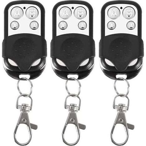 Lot de 3 télécommandes universelles à code fixe, fréquence 433,92 MHz, pour portail automatique Crezuo-Chrom (1/4)