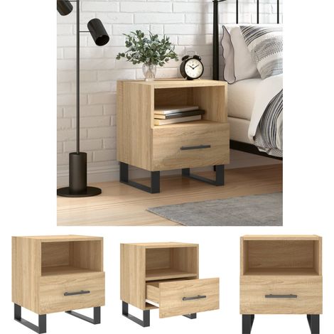 Stauraum Nachttisch - vidaXL Nachttisch Sonoma-Eiche 40x35x47,5 cm Holzwerkstoff - Nachttisch mit Fach (1/5)