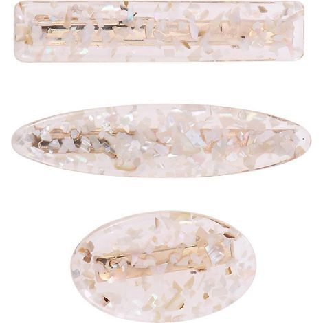 Pinces à cheveux coquillage pour femmes, compatibles avec la décoration, lot de 3, beige, cristal, bec de canard (1/5)