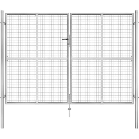 Portail de jardin en acier galvanisé, 300 x 175 cm, argent