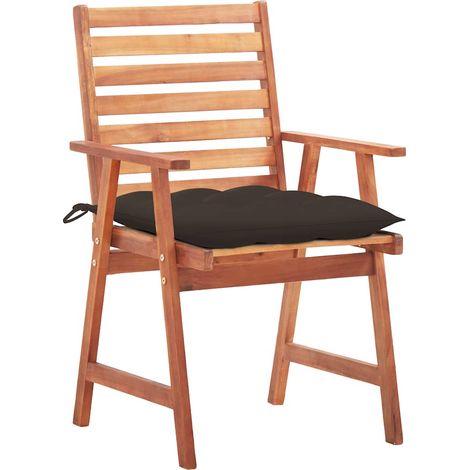 Maison Exclusive - Sedie da Pranzo da Esterni con Cuscini 3 pz Massello di Acacia (1/5)