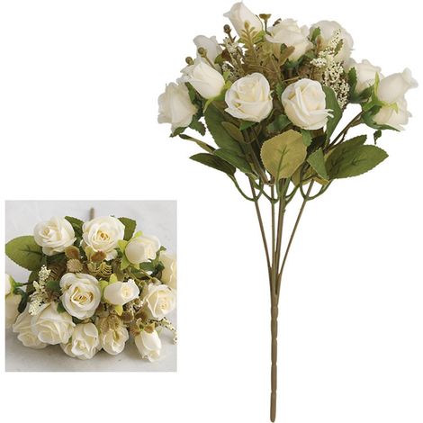 Fleurs Artificielles - Bouquet de Pivoines Fausse Soie - 10 Roses + 5 Boutons - Hauteur 30 cm - Décoration Intérieure Extérieure - Pour Centre de Table Fête Mariage Pâques - 1 Pièce (1/5)