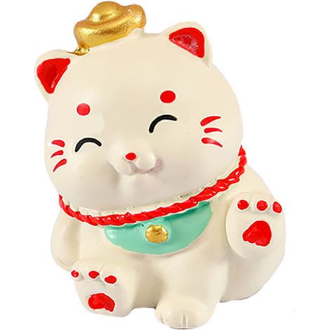 Figurine Résine Chat Porte-Bonheur Miniature Décor Auto Maison - Maneki-Neko Ornement Cadeau (1/5)