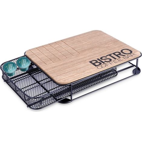 Pratico portacapsule in metallo nero opaco e MDF