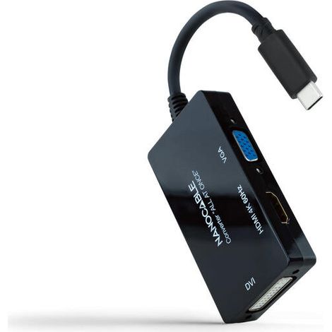 Adaptador USB C a VGA/HDMI/DVI NANOCABLE 10.16.4301-ALL 20 cm Negro 4K Ultra HD (1/4)
