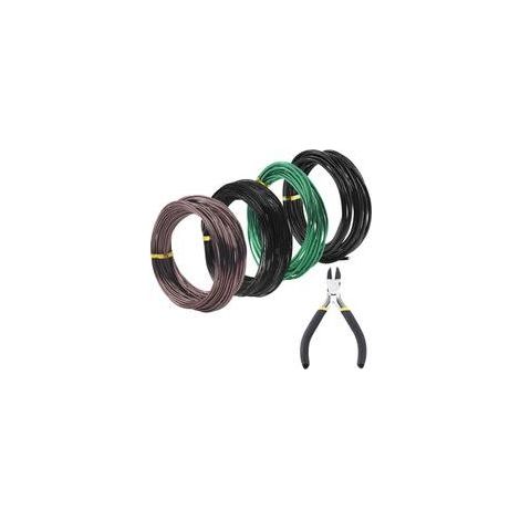 Lot de 5 fils d'entraînement pour bonsaï, 4 tailles 1/1,5/2/3 mm, avec coupe-fil, fil en aluminium, kit d'outils pour bonsaï, accessoires pour bonsaï, arbres, intérieur (1/5)