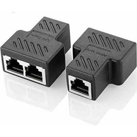 RJ45-Splitter-Adapter (1 auf 2), Ethernet-Splitter, Doppelstecker-Koppler, Hub-Schnittstelle, Kontakt, Modularstecker, LAN-Netzwerkanschluss, Internet, Cat5-, Cat5e-, Cat6- und Cat7-Kabel, 2er-Pack –