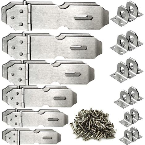 12x Vorhängeschloss-Haspen aus Edelstahl, 6 Größen, für Schränke & Tore