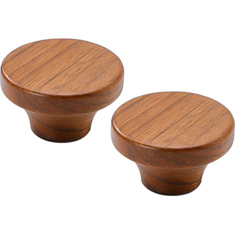 Poignées de meubles, boutons, poignées de tiroir en bois massif, poignées de table de chevet en noyer, poignées de penderie polies à la main, poignées de porte d'armoire, paquet de 2 (unité) (1/5)