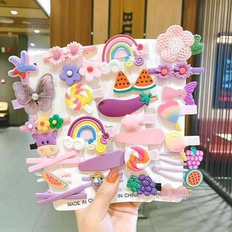 Juego de 28 pinzas para el cabello de bebé niña, accesorios coloridos y adorables Multicolor (1/5)