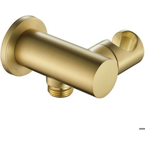Support Pommeau Douche - Réglable 360° - Laiton Faible Teneur En Plomb - Finition Or Brossé - Pour Douche Standard - 1 Pièce (1/4)