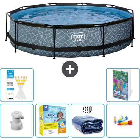 Exit-toys Piscina Exit Redonda - Efecto piedra - 360x76 cm - 7-piezas  S181 (1/5)