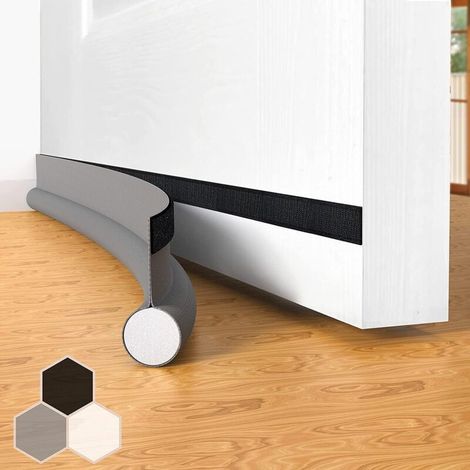 Joint de porte coupe-vent auto-adhésif pour portes, 94 cm sous porte coupe-vent isolable balai de porte protection contre les intempéries, insonorisé, Gris (1/5)