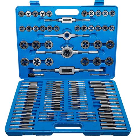 SET FILIERA FILETTATURA 110pz FILIERE MASCHI FEMMINE MISURE METRICHE POLLICI (1/4)