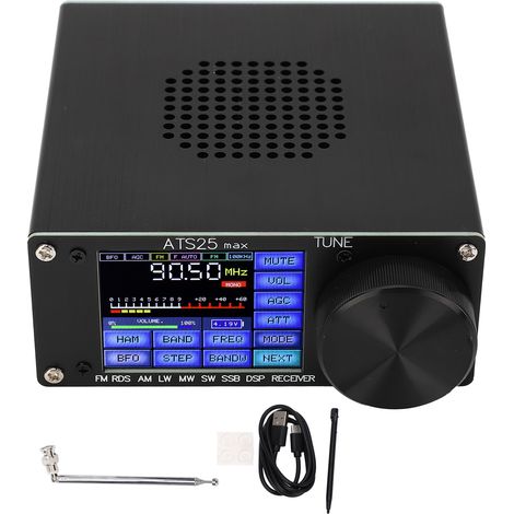 Récepteur radio pleine bande DSP AM FM RDS LW MW SW SSB portable, écran tactile 2,4 pouces, batterie lithium 2000mAh, réglage fin, haut-parleur intégré (1/5)