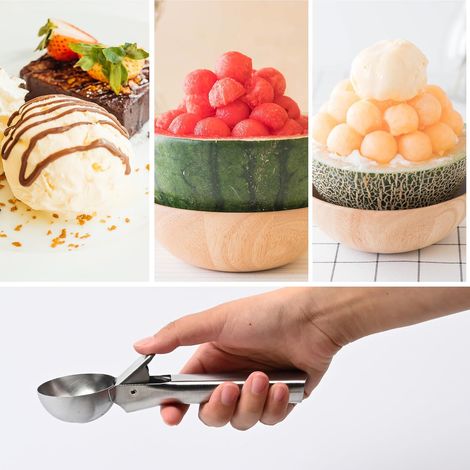 Cuillère à fruits et à glace, cuillère en acier inoxydable durable, couleur argentée
