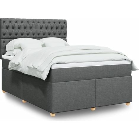 Boxspringbett mit Matratze Dunkelgrau 160x200 cm Stoff