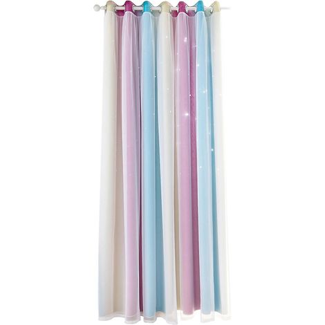 1 rideau, motif étoiles dégradé simple, double épaisseur, occultant, pour chambre et salon, 134 cm x 210 cm, violet
