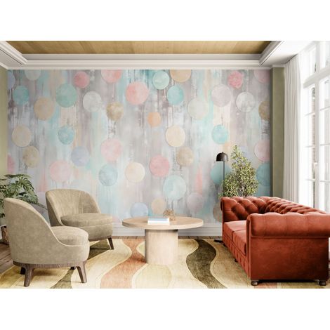 Papier peint Motif – Pois aquarelle pastels multicolores - 150 x 250 cm (1/2)