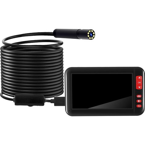 Industrielle endoskopische Inspektionskamera mit 8 integrierten LEDs, 8-mm-Objektiv und 4,3-Zoll-1080p-HD-Bildschirm. (1/5)
