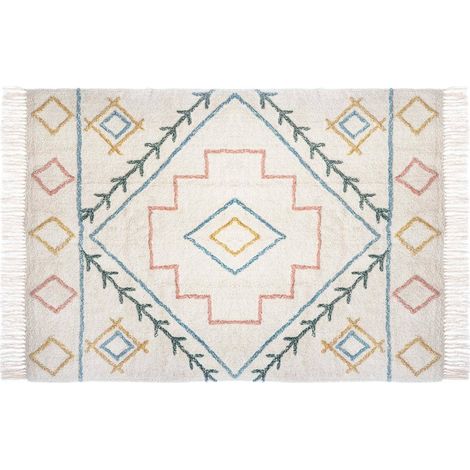 Atmosphera – Tapis ethnique rectangulaire en coton – Motifs géométriques colorés – Dimensions 170x120cm – Poids 3,49kg