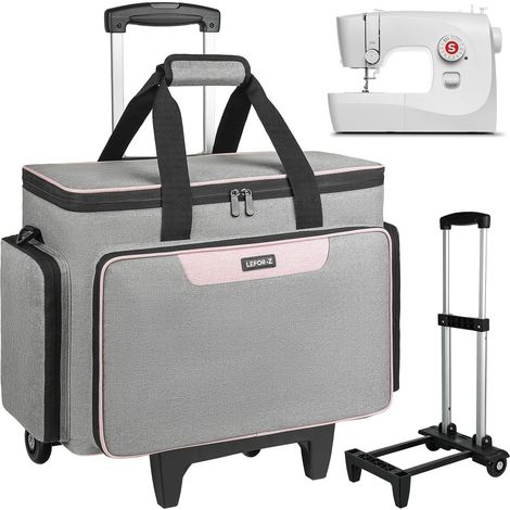 Sac à roulettes de Machine à Coudre est Détachable,Sac à Trolley de Machine à Coudre avec Panneau de Support inférieur,Convient à la Plupart Majeur Machine à Coudre,Gris (1/5)