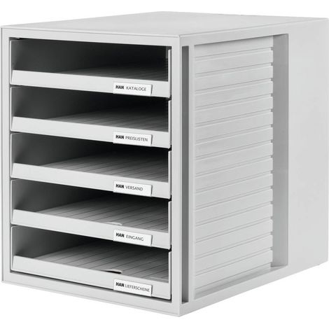 HAN 1401-11 Cassettiera Grigio luminescente DIN A4 Numero cassetti: 5 (1/4)