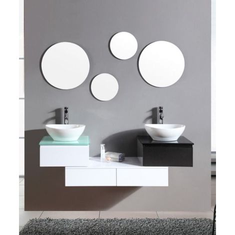 Bagno Italia Mobile Arredo Bagno cm 150 sospeso bianco e nero con lavabo d'appoggio con specchi Mobili arredi 1 (1/5)