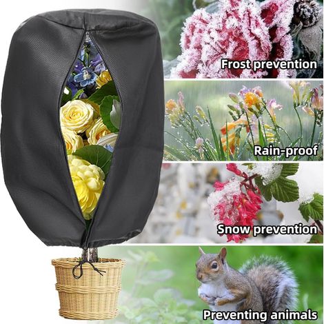 Housse de protection hivernale noire pour pots de fleurs, gaine isolante contre le gel pour plantes en pot sur balcon et terrasse