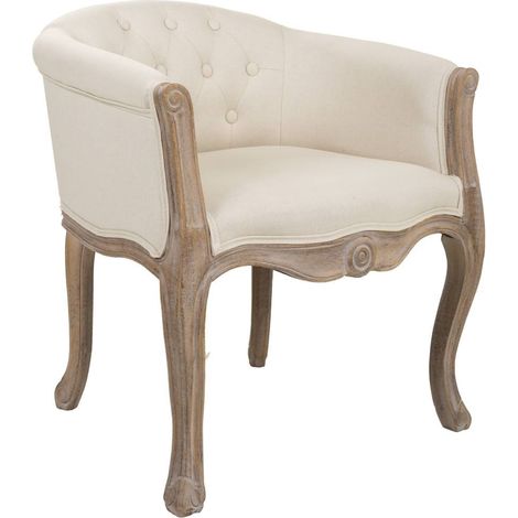 Butaca de madera tapizada blanca 61x61x71 (1/4)