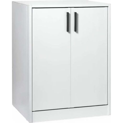 Mobile coprilavatrice in pvc bianco con ante frontali e doppie maniglie in resina grigia