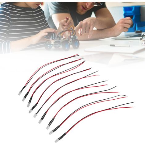 Lot de 10 diodes électroluminescentes (DEL) de 5 mm précâblées, pour la décoration, lumière violette 5-12 V (1/5)