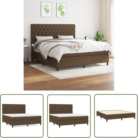The Living Store Boxspringbett mit Matratze Dunkelbraun 160x200 cm Stoff - Boxspringbett - Doppelbett - Bettenrahmen - Matratze - Schlafsystem (1/5)