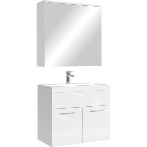 Mobile da bagno Montreal 01 60cm Bianco Lucido - armadietto a specchio