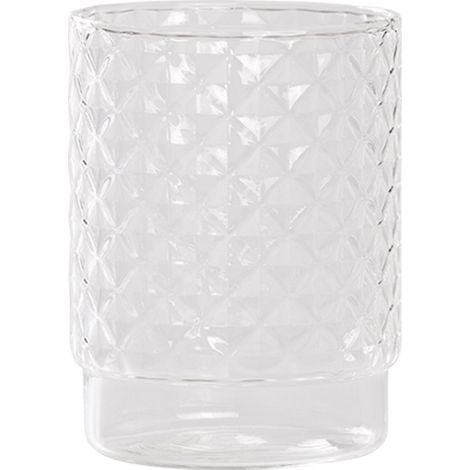 Isolano Lot De 4 Verres Tumbler Empilables En Verre Borosilicate Transparent Avec Décor Diamant Artisanal Pour Table Et Piano Bar - Exclusive
